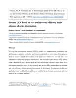 Inverse DEA based on cost and revenue efficiency in the absence of price information